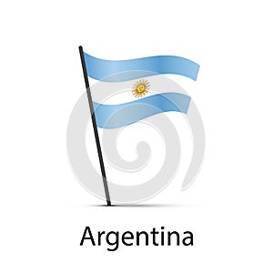 Argentina flag on pole, infographic element on white