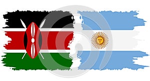 Argentina and Kenya grunge flags connection vector
