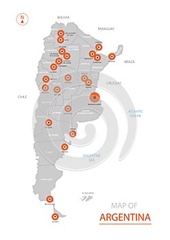 Argentina map with administrative divisions.