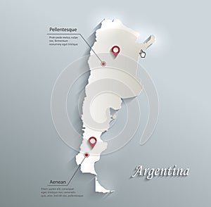 Argentina map blue white card paper 3D