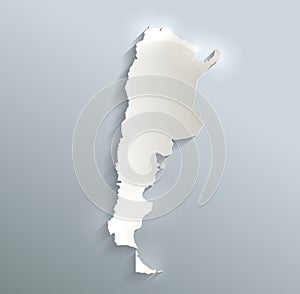 Argentina map blue white card paper 3D blank