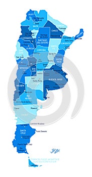Argentina map. Cities, regions. Vector