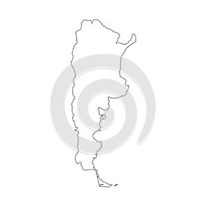 Argentina map with country borders, thin black outline on white background. High detailed vector map with counties/regions/states photo