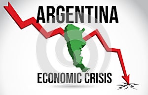 Argentina Map Financial Crisis Economic Collapse Market Crash Global Meltdown Vector