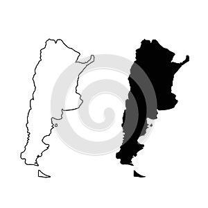 Argentina map icon, Vector isolated contour symbol set