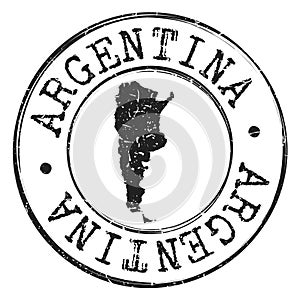 Argentina Map Silhouette. Postal Passport Stamp Round Vector Icon Seal Badge.