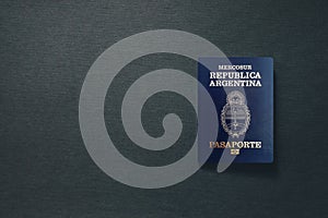 Argentina Passport on dark background with copy space - 3D Illustration