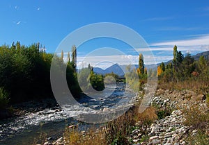 Argentina patagonia landscape river mountains el bolson photo
