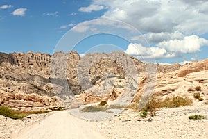 Argentina, province of Salta, region of Cafayate. Grey mountains in the desert.