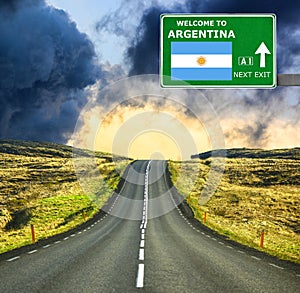 Argentina road sign against clear blue sky