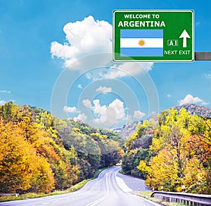 Argentina road sign against clear blue sky