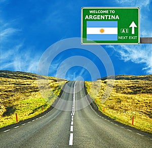 Argentina road sign against clear blue sky