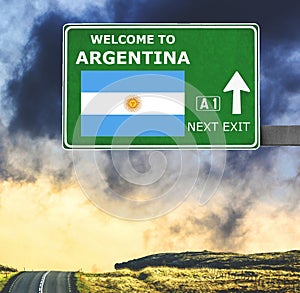 Argentina road sign against clear blue sky