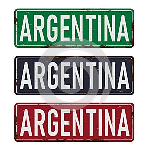 argentina road sign set. with country name on road traffic signs board design vector illustration.