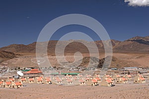 Argentina San Antonio de los Cobres city in a panoramic view in the Andes mountain range photo