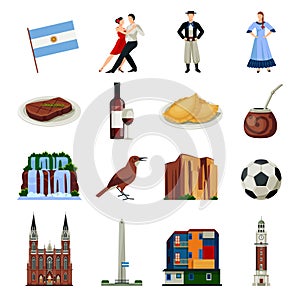 Argentina Symbols Flat Icons Collection