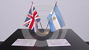Argentina and UK flag. Politics concept, partner deal beetween countries. Partnership agreement of governments 3D