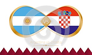 Argentina versus Croatia golden icon for Football 2022 match, Semi finals