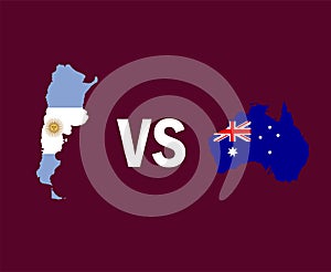 Argentina Vs Australia Map Flag Symbol Design Latin America And Asia