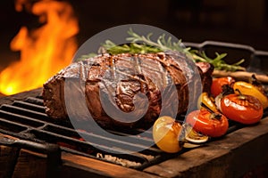 argentine asado grilled meat on a traditional parrilla photo