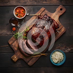 Argentine barbecue traditional gaucho roast with sausage and ribs photo