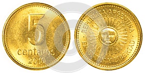 5 argentine centavos coin photo