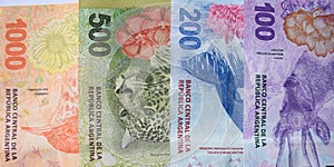 Argentine currency peso bills. Economic and financial concepts photo