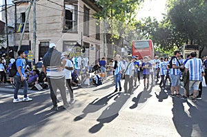 Argentine fans arrive at Stadium to the match between Argentina and Uruguay for the Qualifiers for the 2026 FIFA World Cup