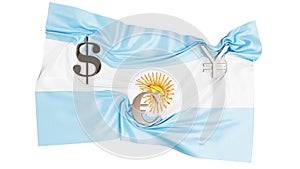 Argentine Flag Adorned with Currency Symbols Reflecting Economic Diversity