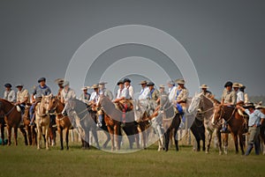 Argentine gauchos in a training at a traditional cultural event