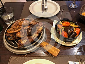 Argentine parrilla with assorted vegetables photo