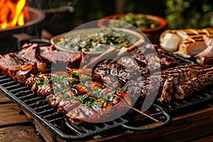 Argentine Parrilla with Grilled Meats and Chimichurri Sauce photo