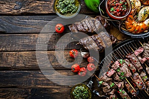 Argentine Parrilla with Grilled Meats and Chimichurri Sauce photo