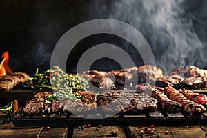 Argentine Parrilla with Grilled Meats and Chimichurri Sauce photo