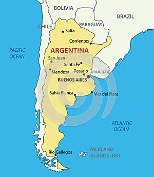 Argentine Republic (Argentina) - vector map photo