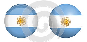 Argentine Republic flag under 3d dome button and on glossy sphere / ball