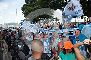 Argentines Celebrating in Copacabana Beach