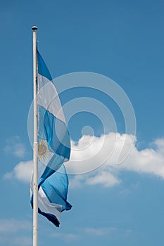 Argentinian flag on a blue sky