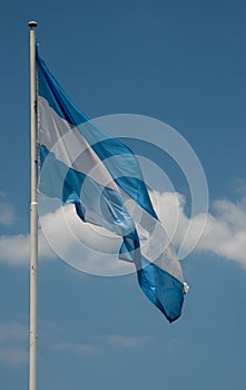 Argentinian flag on a blue sky