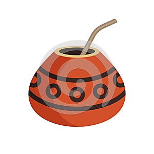 Argentinian mate drink flat style vector illustration
