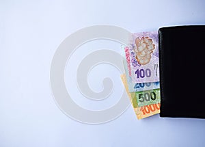 Argentinian money with white background photo