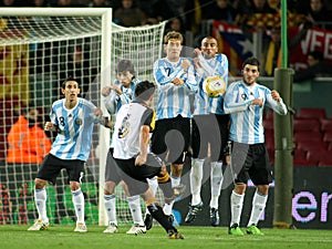Argentinian players on the wall