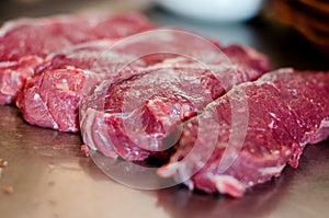 Argentinian raw beef rump steak cut to size