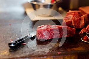 Argentinian raw beef rump steak cut to size