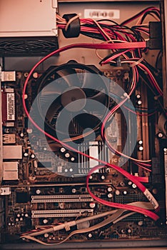 Arges Romania 02 15 2021: Processor cooler Intel. computer electronic components