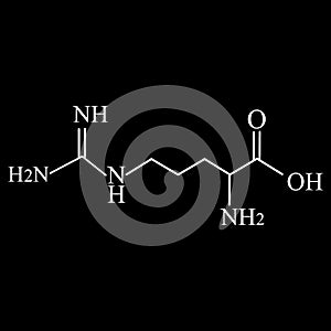 Arginine amino acid. Chemical molecular formula Arginine amino acid. Vector illustration on isolated background
