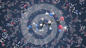 Arginine molecule. Conceptual molecular model. Chemical looping 3d animation