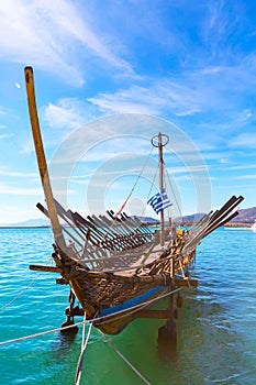 Argo ship copy of prehistoric vessel in port Volos, Greece