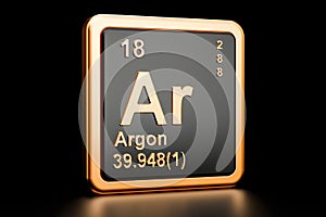 Argon Ar chemical element. 3D rendering