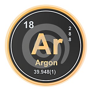 Argon Ar chemical element. 3D rendering